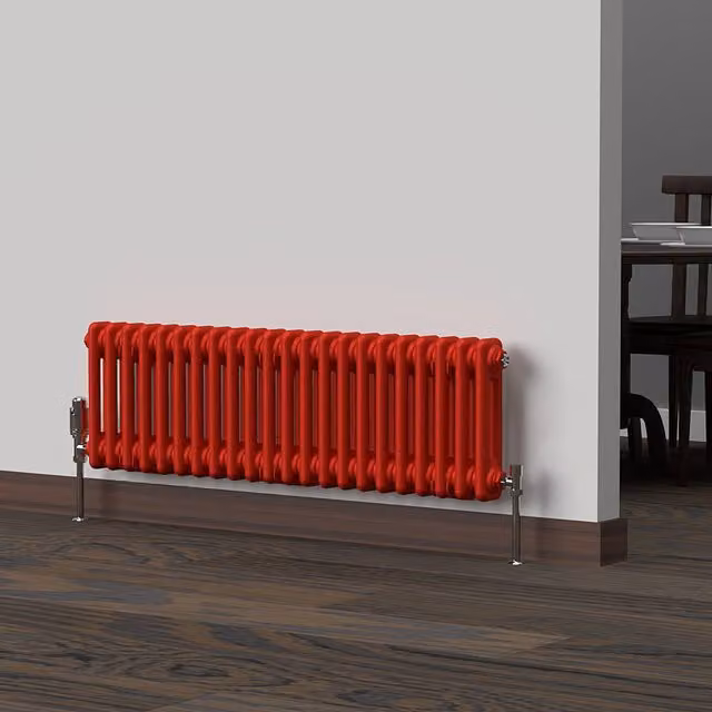 Lux Heat Horizontal Column Radiator in Poppy Red, 2 Column, W: 30.0 cm, H: 101.0 cm