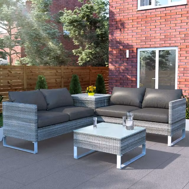 BillyOh Salerno 4-Seater Corner Rattan Sofa Set with Storage in Grey