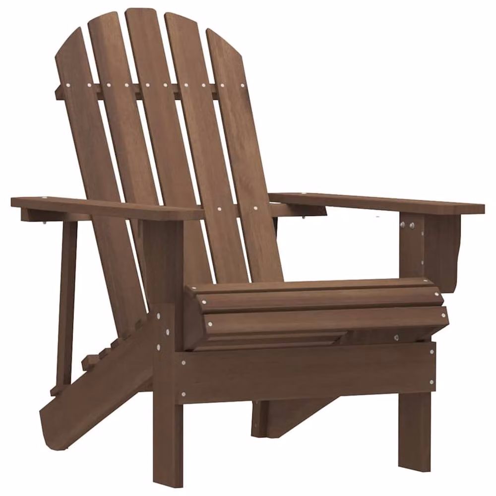 Berkfield Home Elegant Garden Adirondack Chair with Table in Brown Solid Wood – 3
