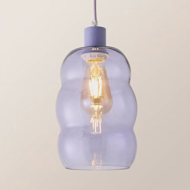 ValueLights Lolly Lilac Glass Bubble Pendant Ceiling Light
