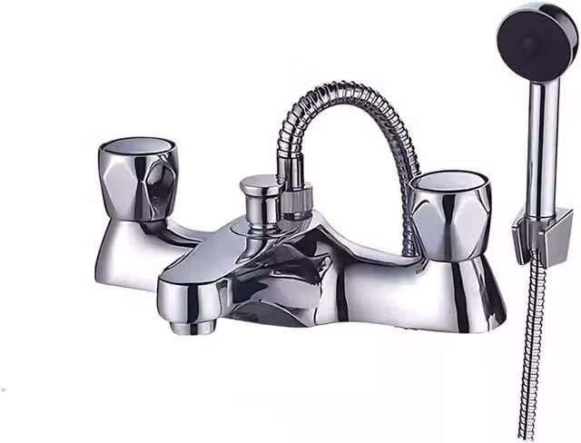 Hinsinc Deck-Mounted Bath and Shower Mixer Tap in Chrome Silver – 1