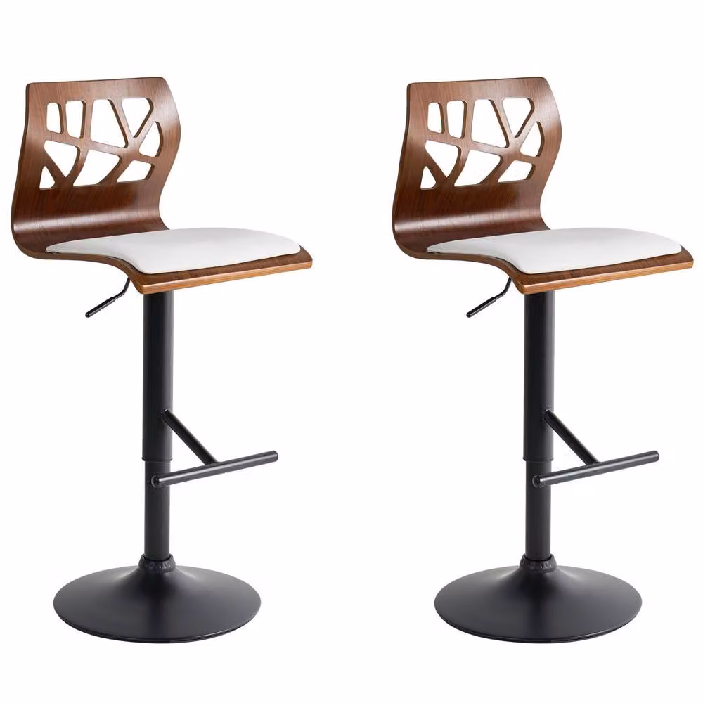 Wyld and Coco Modern 2 Piece Counter Bar Stools in Dark Brown and White Faux Leather – 2