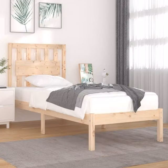 Berkfield Home Rustic Solid Wood Pine Bed Frame, Brown, W/D/H: 90 x 200 cm – 1