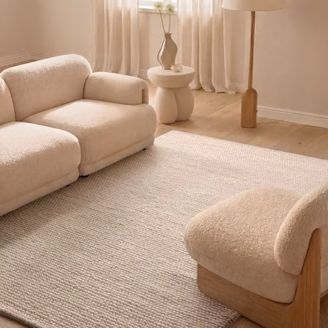 Richmond Diana Woven Woolen Rug in Natural White and Beige, W: 200 cm, L: 300 cm