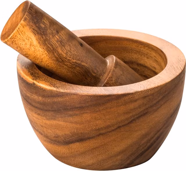 Orsina Acacia Wood Mortar and Pestle, Brown, W/D/H: 9 x 15 x 15 cm – 2