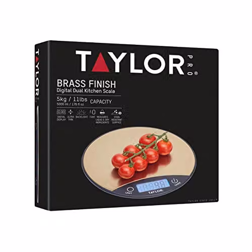 Taylor Pro Digital Kitchen Scale with Tare and Unit Conversion, 5kg Capacity, Black and Grey Metal – 3