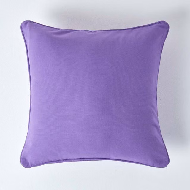 Homescapes Plain Cotton Square Cushion Cover, Purple, W/D/H: 30 x 30 x 1 cm