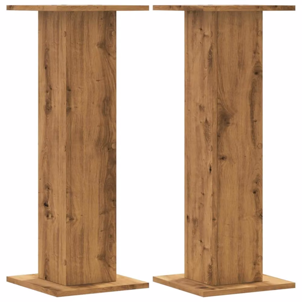 Berkfield Home Set of 2 Artisan Oak Plant Stands in Brown, W/D/H: 30 x 30 x 80 cm – 3