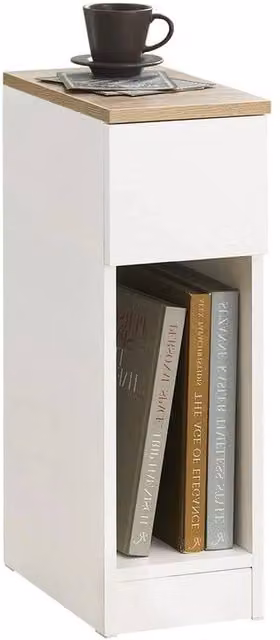 FORGEVIO White Slim Bedside Cabinet, W/D/H: 20 x 35 x 60 cm