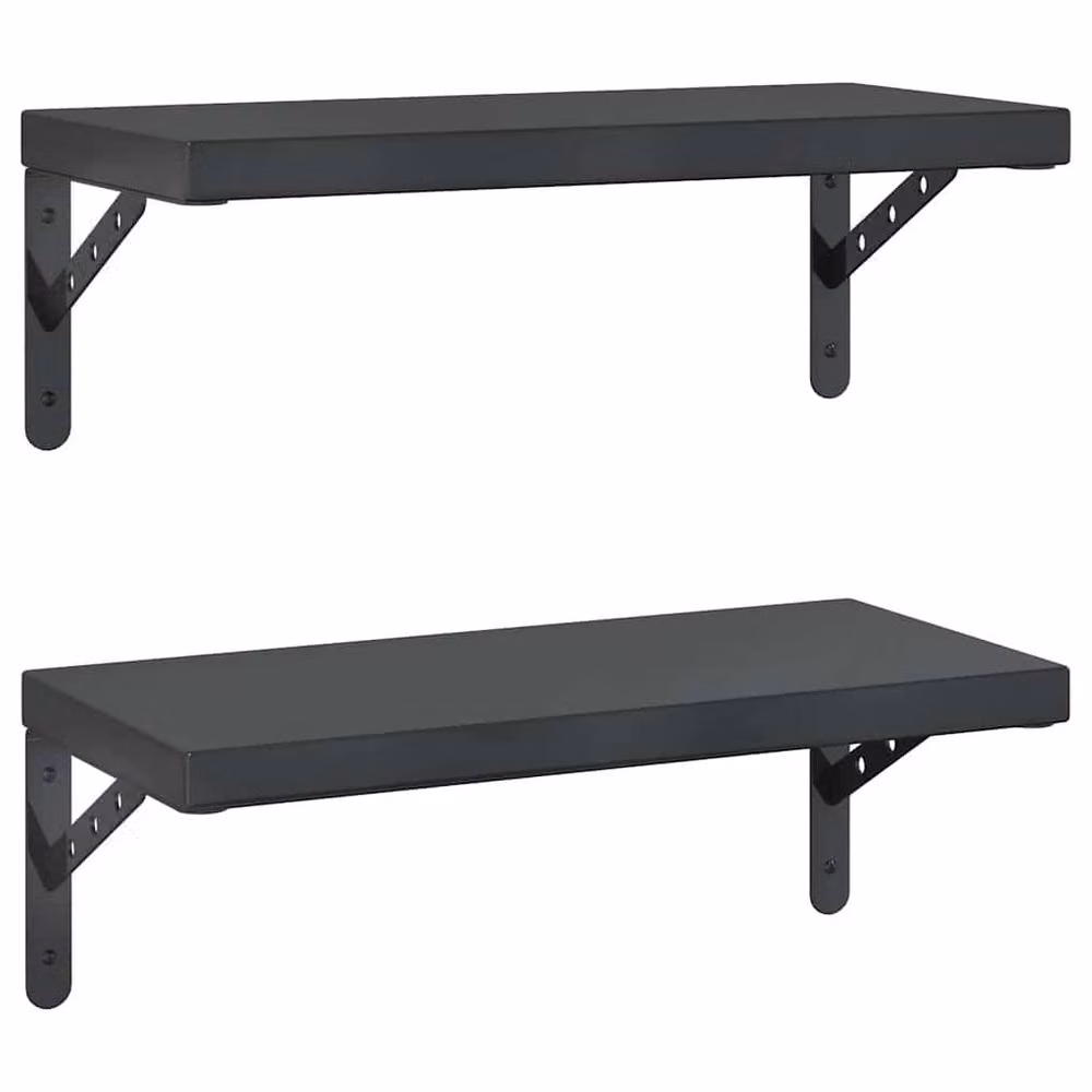 Berkfield Home Wall Mounted Metal Shelves, 2 Pack, Black Matt, W: 50 cm, D: 23.5 cm – 2