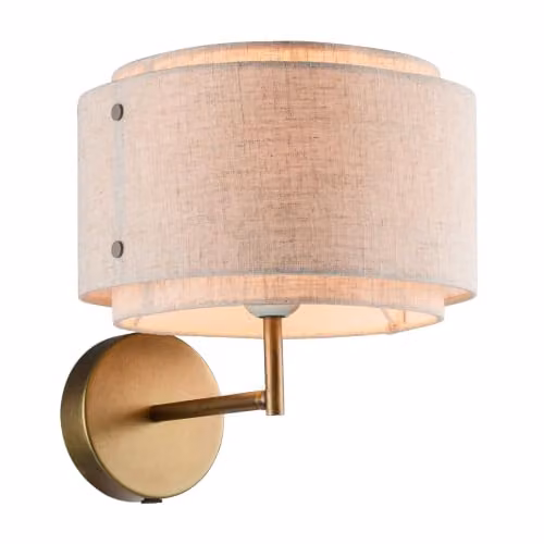 Nordlux Takai Wall Light in Beige Fabric with E27 Socket and Mains Plug – 1