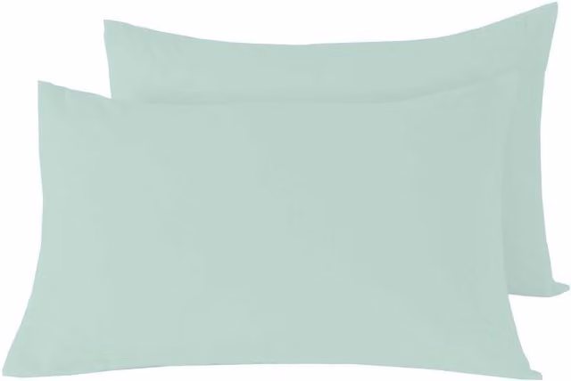 NewEdgeBlinds Basics Pillowcase Pair in Blue and Green Cotton and Polyester Blend