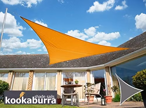 Kookaburra Orange Triangle Water Resistant Garden Patio Sun Shade Sail Canopy with 96.5% UV Block