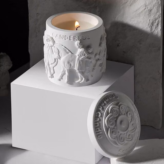 Livingandhome Ancient Greek Scented Candle White Tea in White