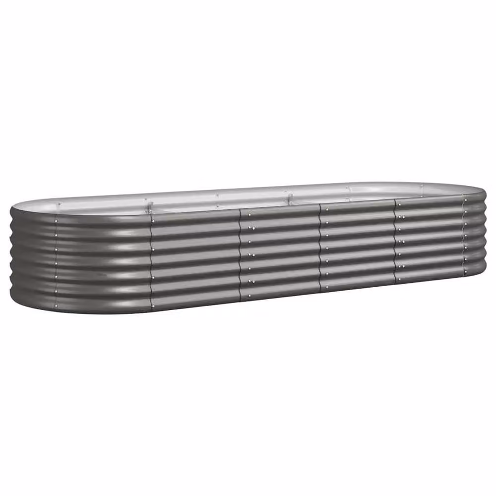 Berkfield Home Garden Grey Powder-coated Steel Raised Bed W: 224 cm, D: 80 cm, H: 36 cm – 3