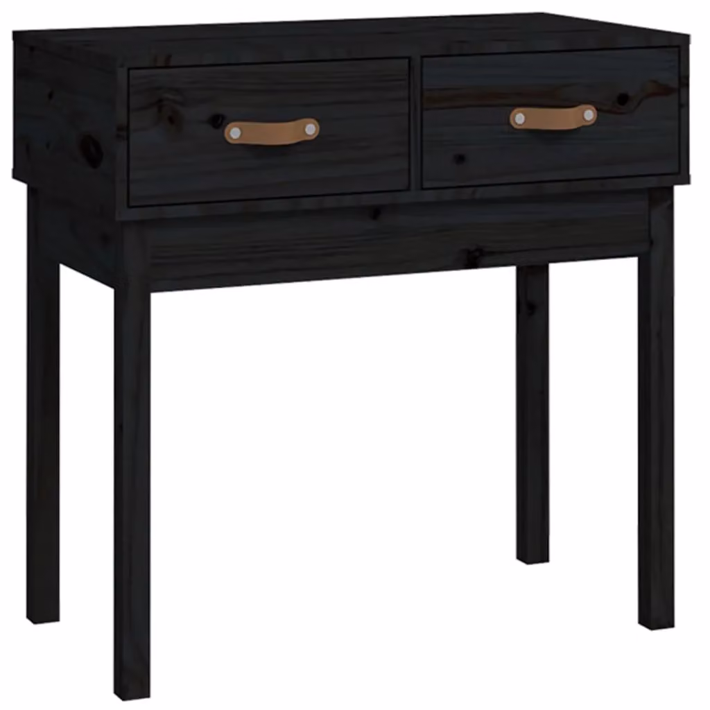 Berkfield Home Black Solid Wood Pine Console Table W/D/H: 76.5 x 40 x 75 cm – 2