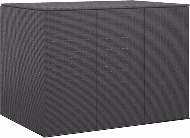 Berkfield Home Black PE Rattan Garden Cushion Box W/D/H: 145 x 100 x 103 cm – 1