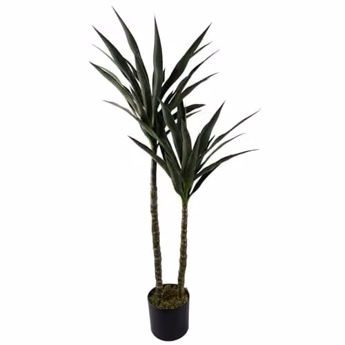 Leaf Design UK Artificial Green Yukka Tropical House Plant, H 120 cm x W 70 cm x D 70 cm