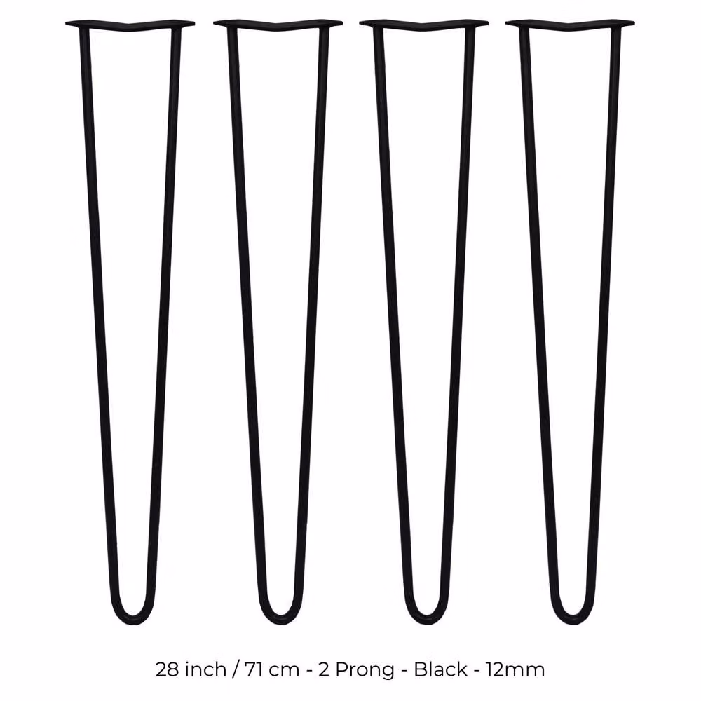 SkiSki 4 x 28 inch 2 Prong Hairpin Legs with Screws, Black – 3