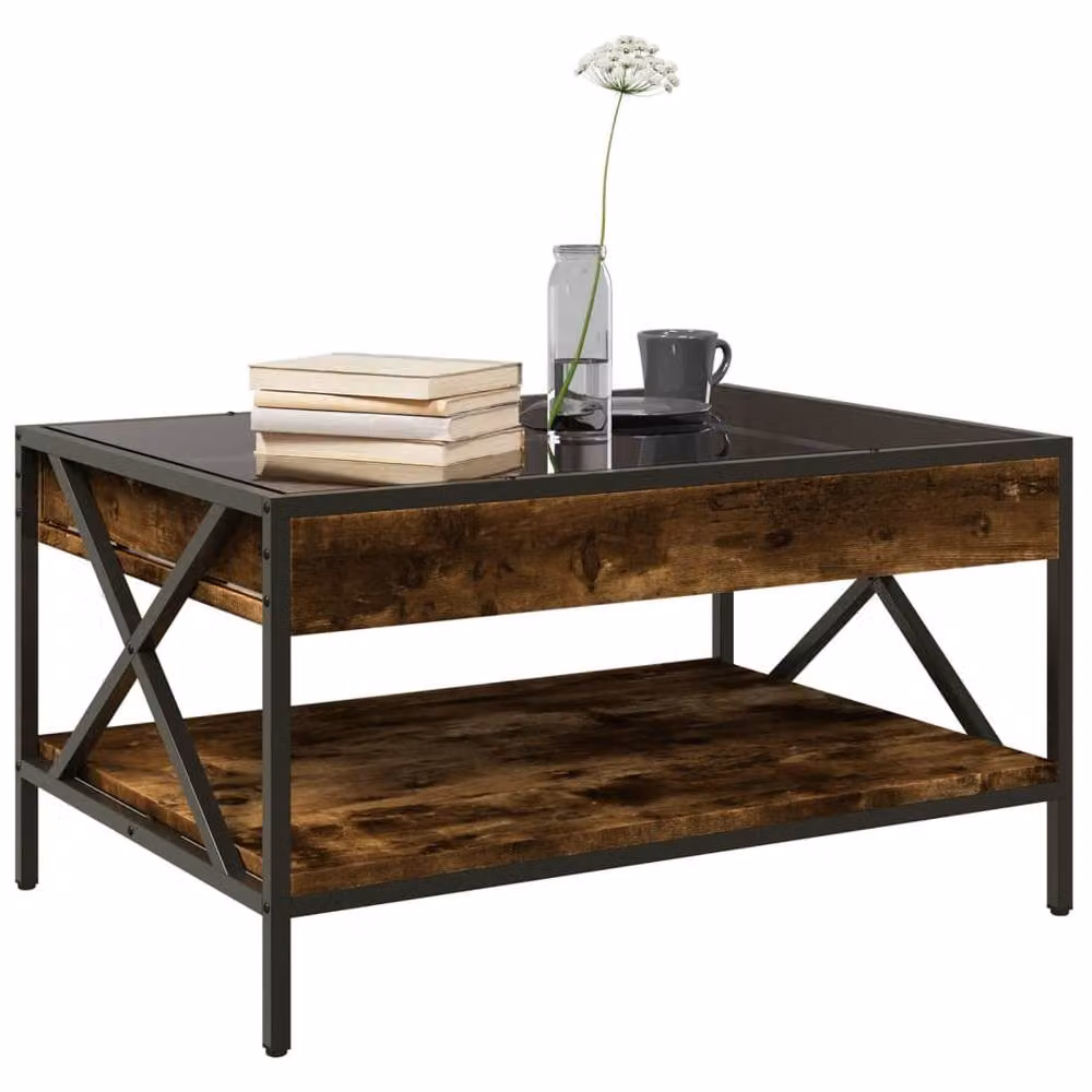 Berkfield Home Infinity LED Coffee Table in Smoked Oak Brown, W/D/H: 70 x 50 x 38 cm – 2