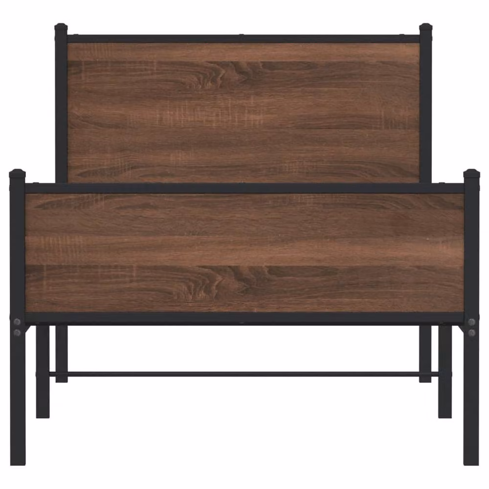 Berkfield Home Metal Bed Frame in Brown Oak, W: 90 cm, L: 200 cm – 4