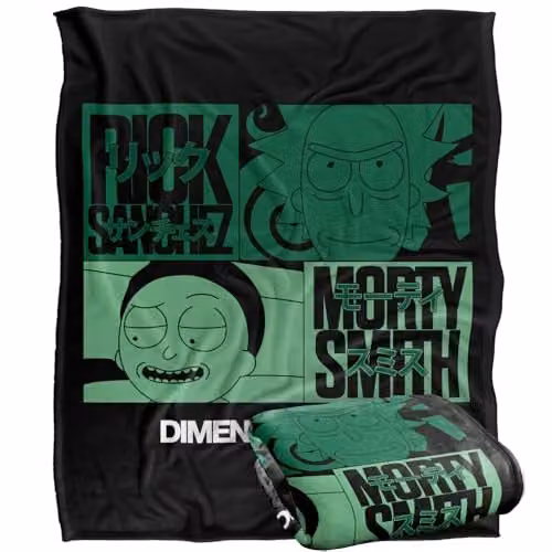 LOGOVISION Rick and Morty C137 Manga Super Soft Fleece Throw Blanket, Multicolour, W: 152.0 cm x D: 127.0 cm