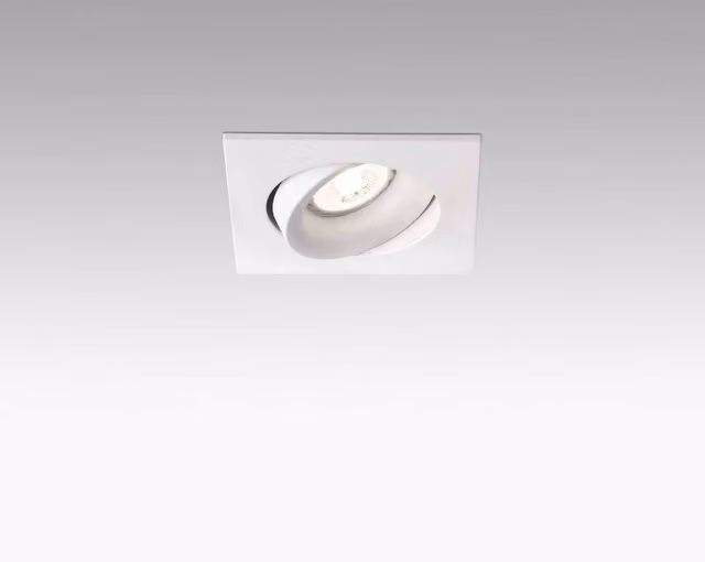 Faro Arg 1 Light Square Tiltable Recessed Spotlight in White