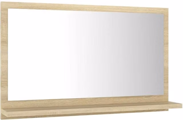 Berkfield Home Sonoma Oak Bathroom Mirror, Light Brown, W/D/H: 60 x 10.5 x 37 cm