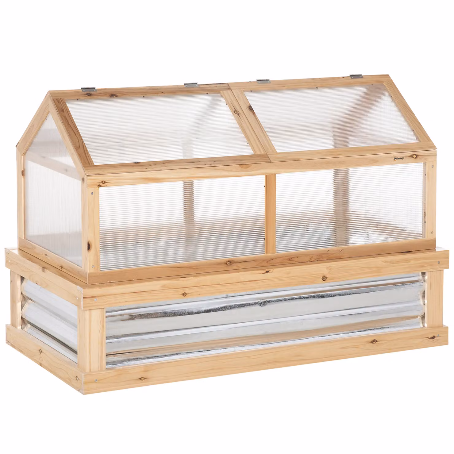 Outsunny Raised Garden Bed Kit with Polycarbonate Greenhouse in Brown or Beige – 2