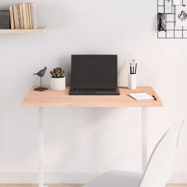 Berkfield Home Table Top in Brown Untreated Solid Oak Wood W/D/H: 80 x 40 x 2 cm