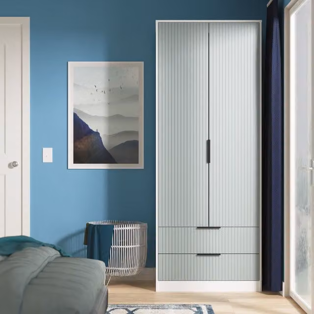 Ready Assembled 2 U Menai 2 Door 2 Drawer Wardrobe in Duck Egg Blue – 1