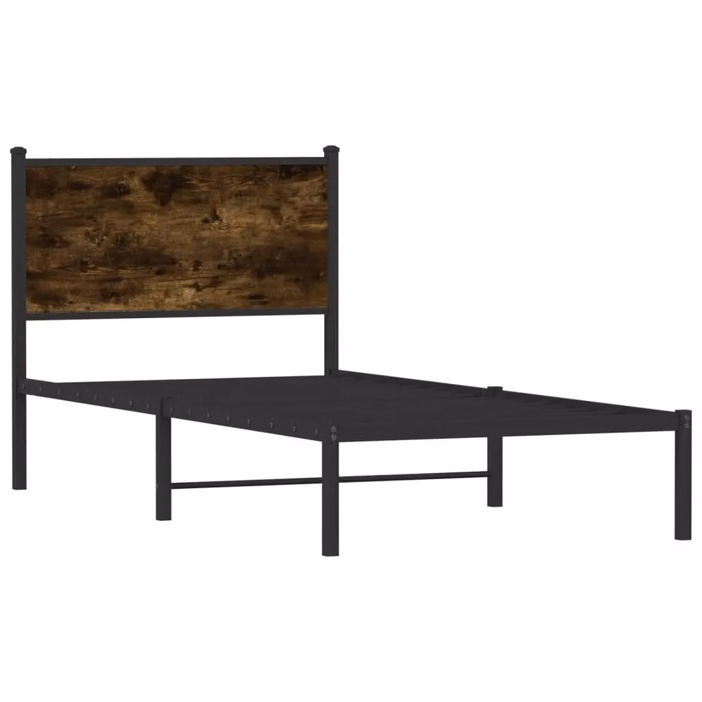 Berkfield Home Metal Bed Frame in Smoked Oak Brown, W: 80 cm, L: 200 cm – 2