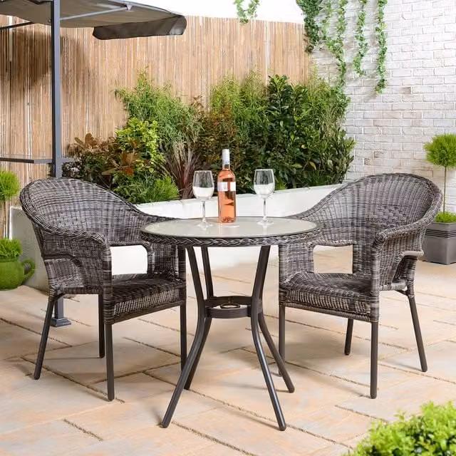 Outdoor Essentials Padstow Stackable Grey Wicker Rattan Armchair