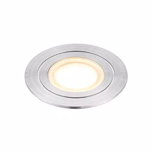 Netlighting Hayz Round Recessed LED Outdoor Coastal Light in Grey Stainless Steel IP67 Warm White