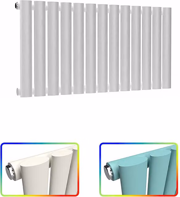 Lux Heat Oval Horizontal Steel Radiator in White, W: 78 cm, H: 40 cm