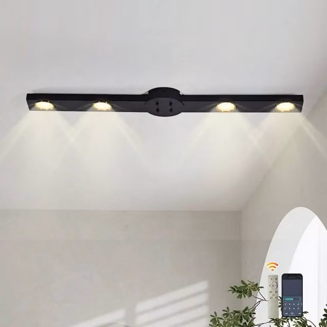 NIVOR 24W Dimmable LED Ceiling Lamp with Remote Control in Black and Gold/Brass
