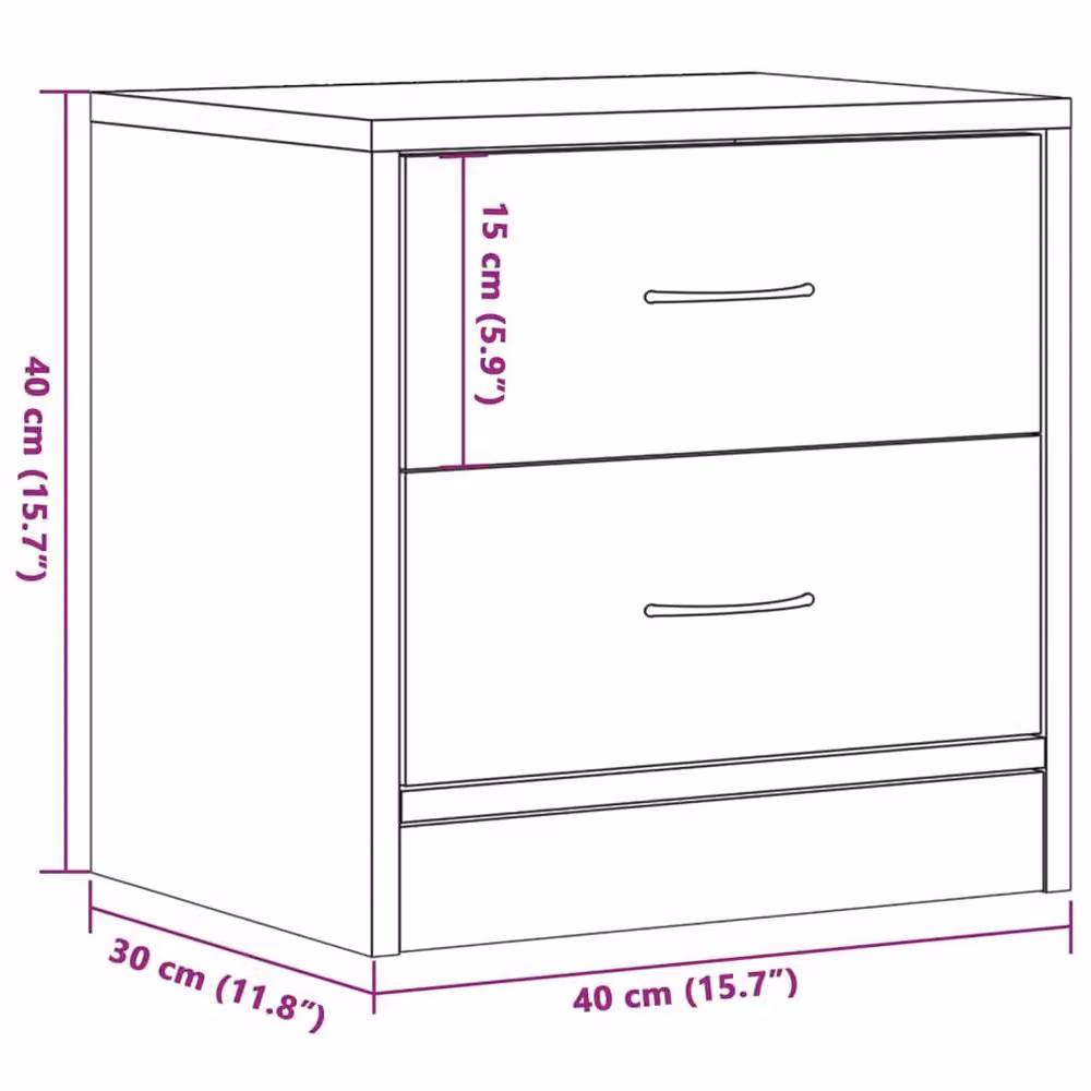 Berkfield Home Bedside Cabinet in Brown Old Wood, W/D/H: 40 x 30 x 40 cm – 7
