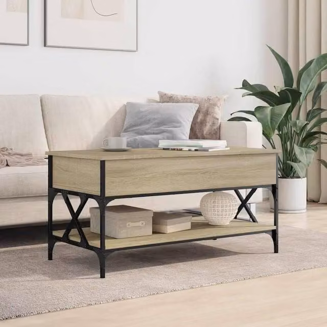 Berkfield Home Sonoma Oak Coffee Table in Beige, W/D/H: 100 x 50 x 50 cm
