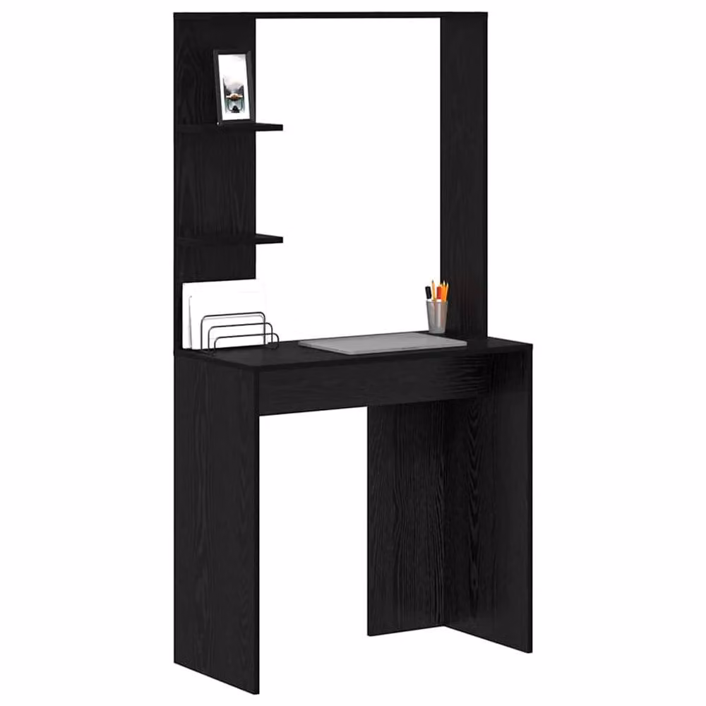 Berkfield Home Black Oak Computer Desk in Black Oak Solid Wood and MDF – 3