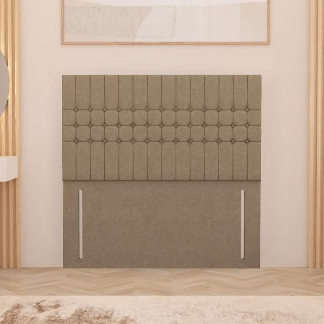 Somnior Beds Ltd Lexington Linen Fabric 54 inch Floor Standing Upholstered Headboard in Beige/Yellow Superking