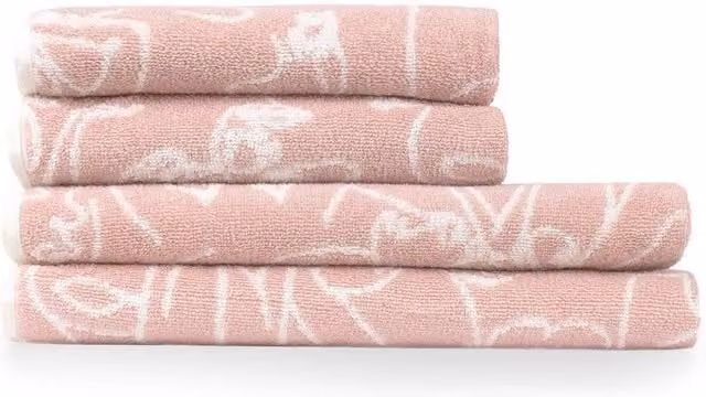Furn Everybody Abstract Cotton Jacquard 4-Piece Towel Bale in Light Pink