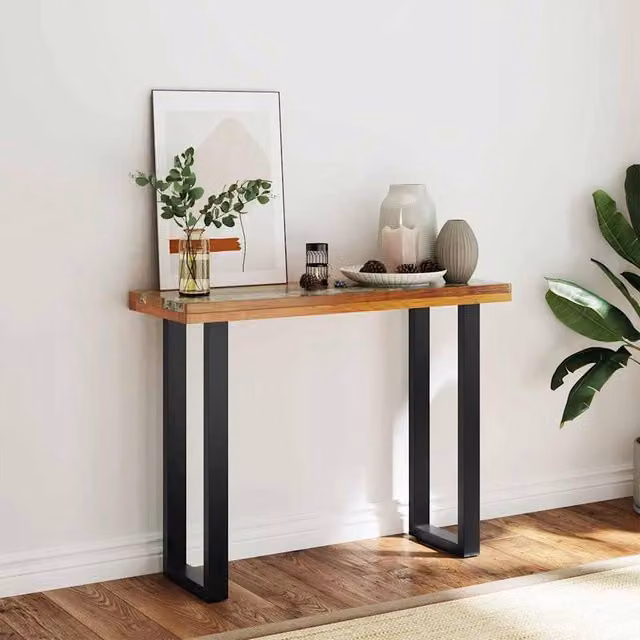 Berkfield Home Teak Console Table in Brown, W/D/H: 100 x 35 x 75 cm – 1