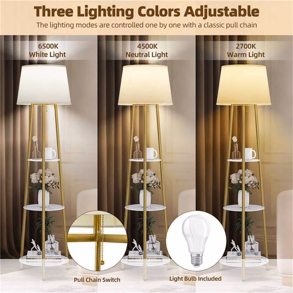 Kelvenix Modern Floor Lamp with Gold and White Marble Accent Light, Height: 158 cm – 3