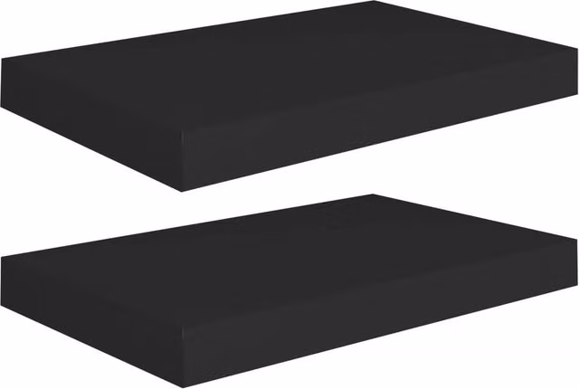 Berkfield Home Set of 2 Black Floating Wall Shelves, W/D/H: 40 x 23 x 3.8 cm – 1