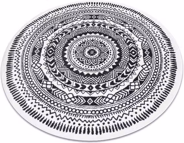 RugsX Grey Ethnic Round Machine Woven Polypropylene Rug, Diameter: 160 cm – 1