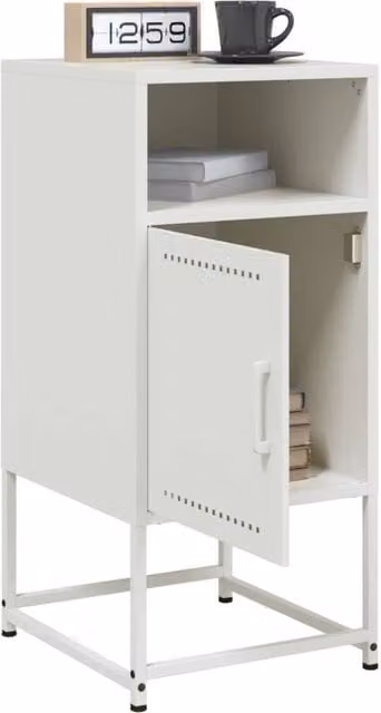 Berkfield Home Durable Metal Bedside Cabinets, 2 Pack, White, W/D/H: 36 x 39 x 78 cm