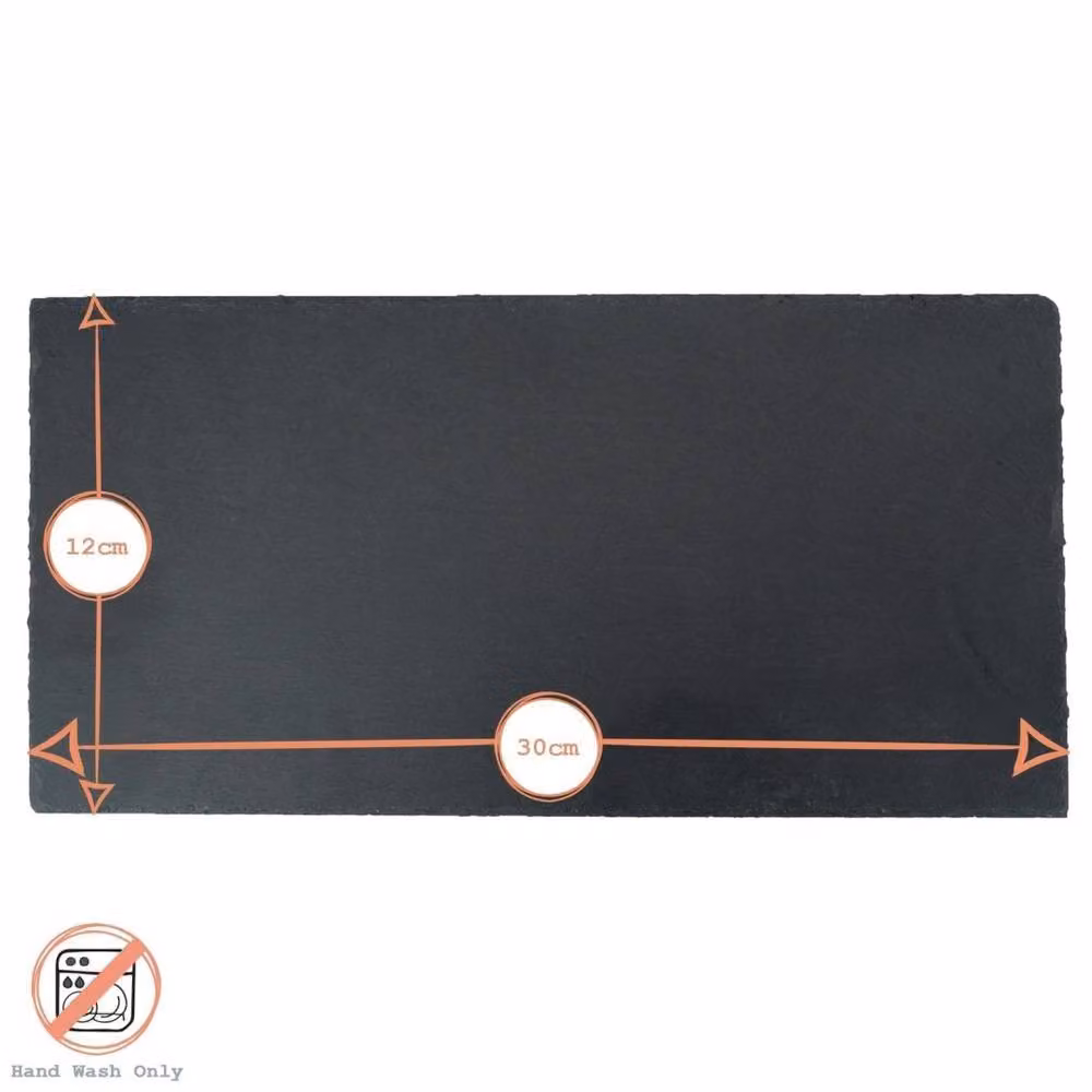 Havendro Set of 3 Black Rectangle Slate Dinner Plates, W: 29 cm, D: 12 cm – 2
