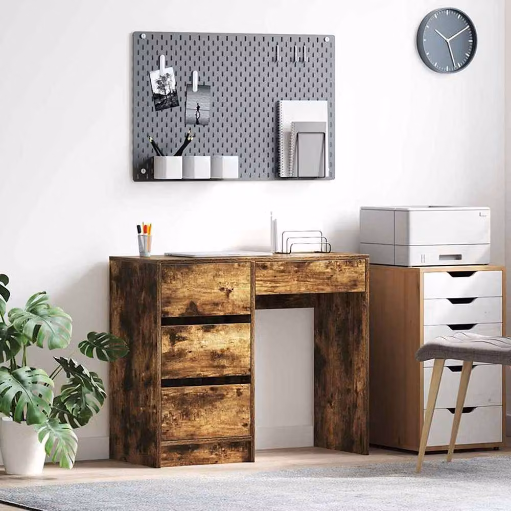 Berkfield Home Modern Writing Desk in Brown Smoked Oak – 2