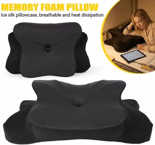 PAWNORA Black Cervical Memory Foam Wedge Pillow for Adults – 1