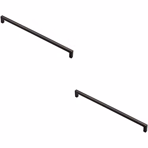 Loops 2 Pack Square Block Bar Pull Handles in Matt Black, Fixing Centres: 320 mm, W: 330 mm, D: 10 mm